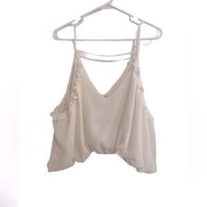 Cozy Casual Flowy Crop Top White Beach Coastal Ruffles Cottagecore Coquette Girl